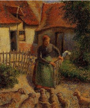 Camille Pissarro : Shepherdess Bringing in the Sheep
